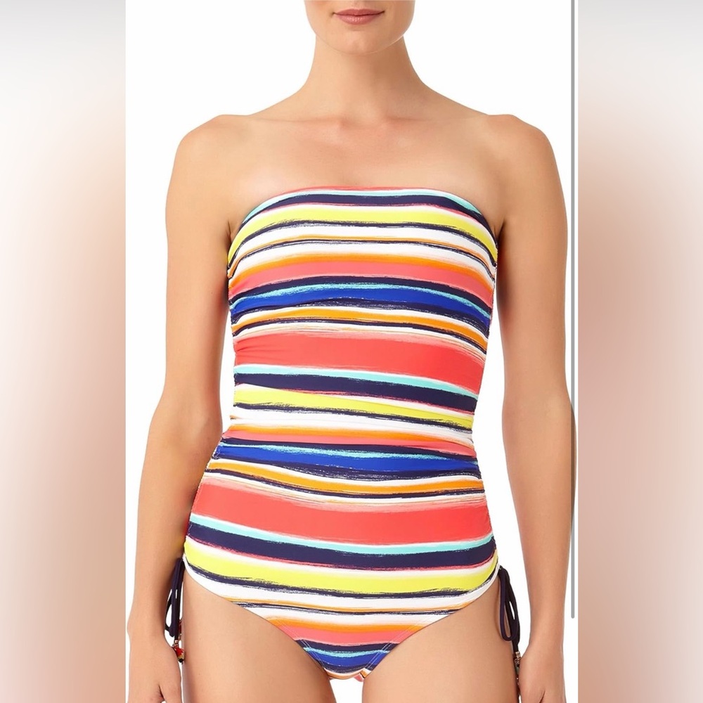 Anne Cole Multicolor Striped Strapless One-Piece Swimsuit